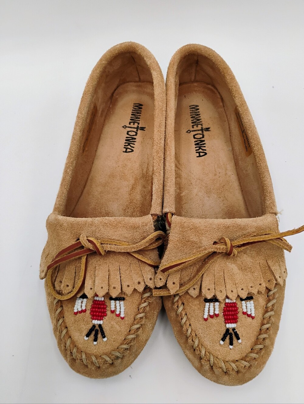 Minnetonka Firebird Beaded Moccasins Size 8 Genuine Leather Excellent